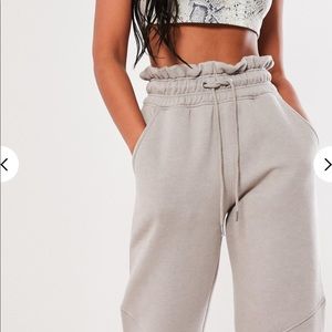 Missguided gray paper bag waist joggers
